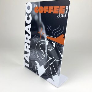 Display sobretaula forma L poliestiré d'alt impacte