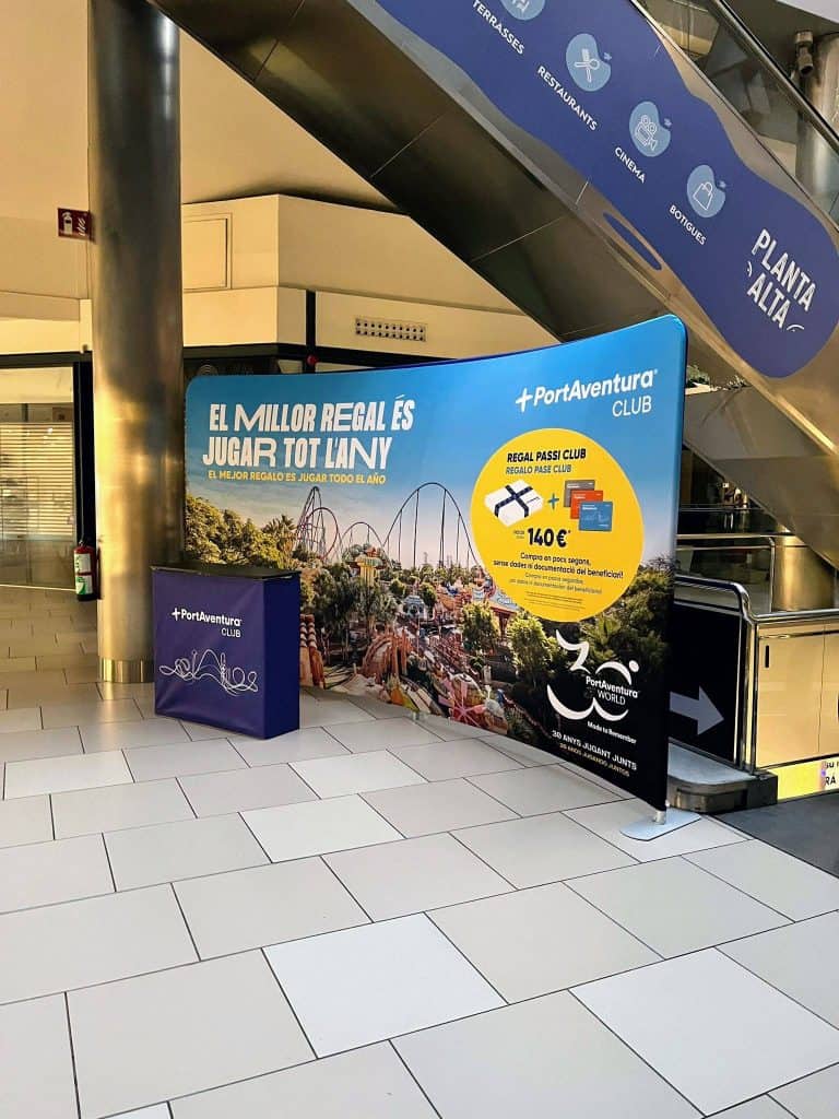 Travel promotion display at PortAventura amusement park