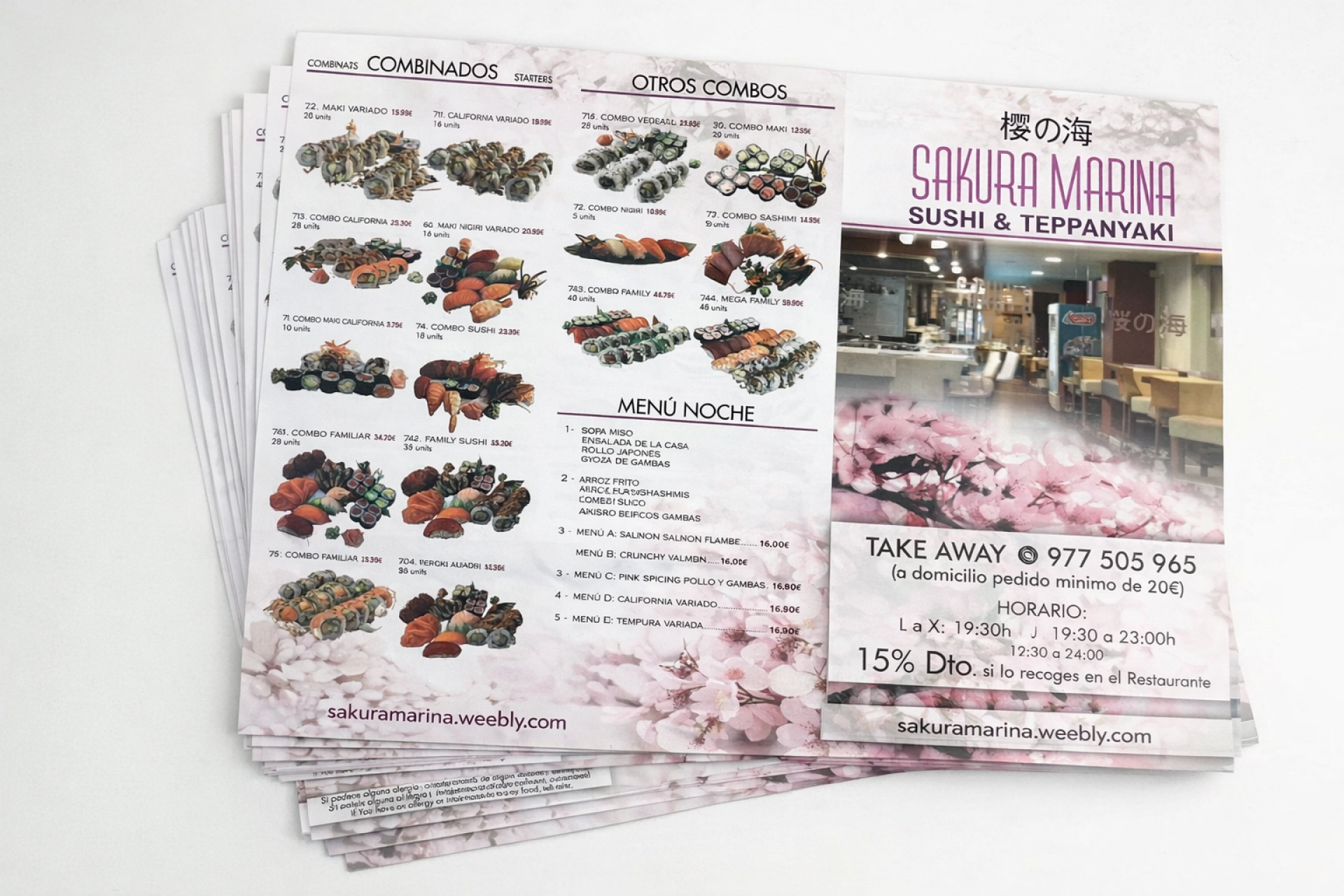Menú del restaurante Sakura Marina